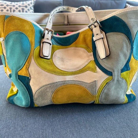 Coach suede multicolor tote - Picture 4 of 5